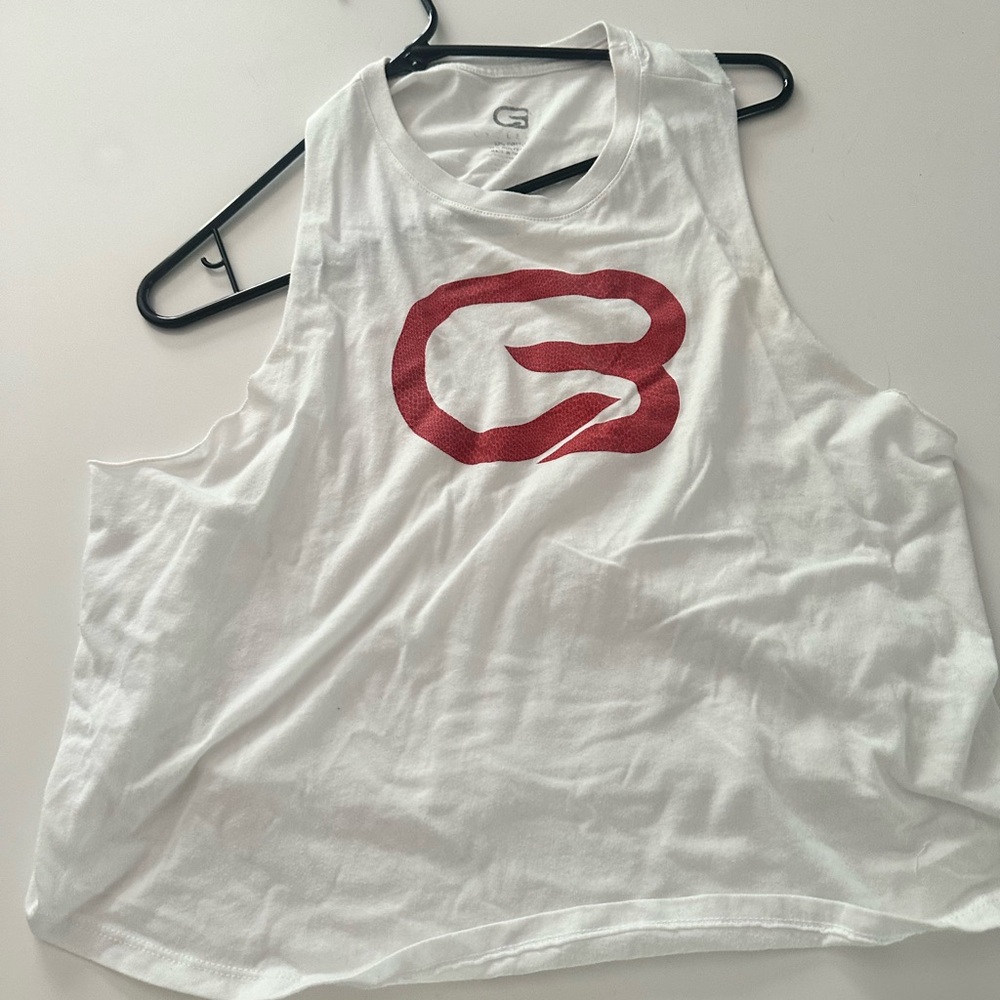 White Tank Top with Red Logo